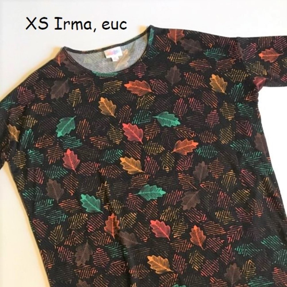 XS Lularoe Irma tunic top, brown with leaves